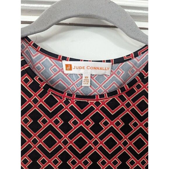 Jude Connally Brynn Trellis Trip Dress women's size XS crimson black fit & flare - Picture 3 of 6
